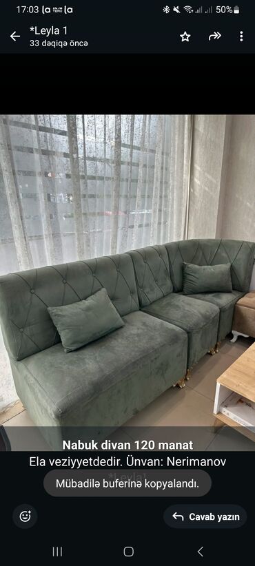Divanlar: Künc divan, Açılmayan, Bazasız, Nabuk