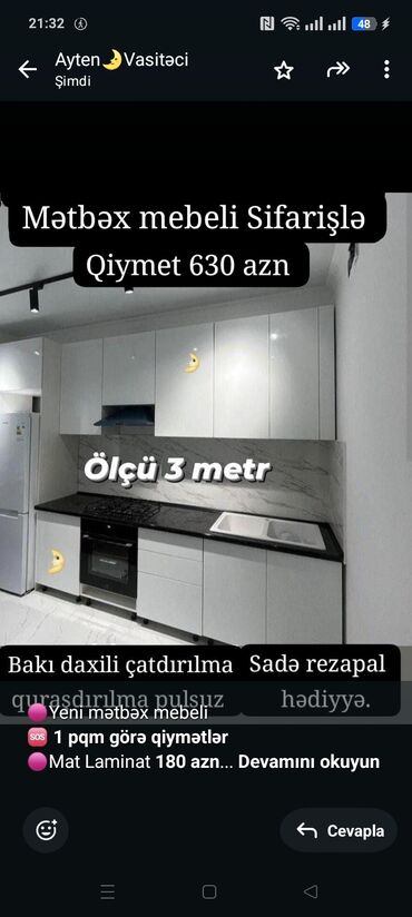 hediyyelik qutular: 🟣Yeni mətbəx mebeli 🆘 *1 pqm görə qiymətlər* 🟣Mat Laminat *180 azn*