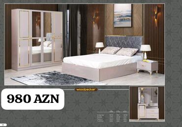 Yataq otağı dəstləri: İkinəfərlik çarpayı, Dolab, Termo, 2 tumba, Azərbaycan, Yeni — 18