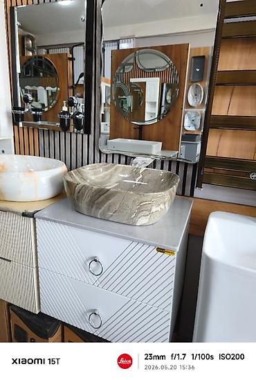 Santexnika: Mərmər görünüşlü daş lavabo – dekorativ üst lavabosu - Material — 1