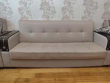 Ev və bağ: Bej rəngli yumşaq mebel dəsti – divan və 2 kreslo - Dizayn: açıq bej — 2