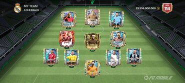 Fc mobile oyunu 114 gen hesab 75 milyon coins hesabda 2 dene 110 luq
