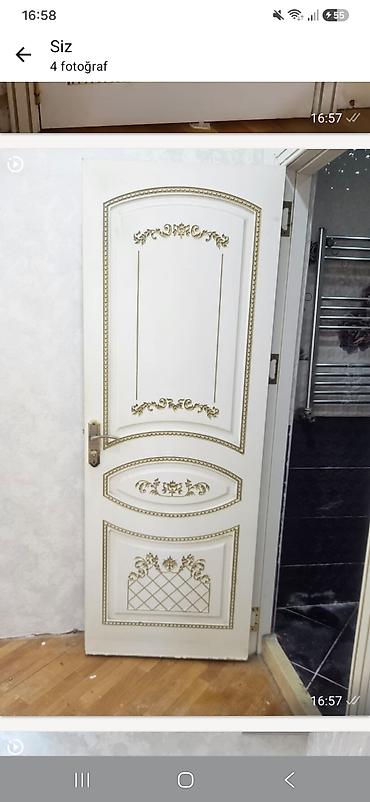 hamam qaplari: Klassik üslubda daxili qapı - Rəng: ağ əsas, qızılı ornament — 5