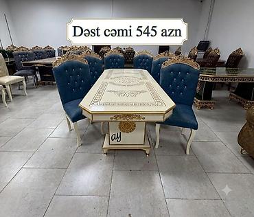 mermer stol: Qonaq otağı üçün, Yeni, Dördbucaq masa, 6 stul — 1