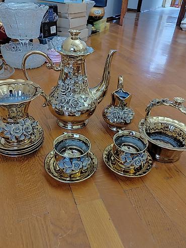Qab-qacaq və mətbəx ləvazimatları: Çay dəsti, rəng - Qızılı, Keramika — 6