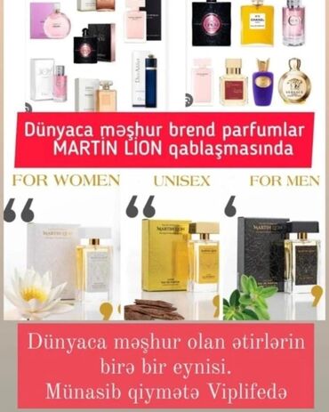 qadın cemperləri: Müxtəlif dünya brendlərinin ətirlərini MARTIN LION qablaşdırmasında