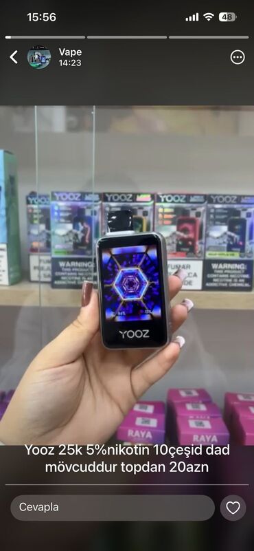 narkotik duxu qiymeti: YOOZ 25K elektron siqaret - Nikotin miqdarı: 5% - Puf sayı: 25K -