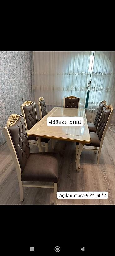 Masa və oturacaq dəstləri: Yemək masası və 6 ədəd stul dəsti - Komplekt: 1 ədəd dikdörtgan masa — 189