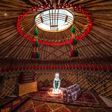 Аренда юрт: Аренда юрты, Каркас Деревянный, 75 баш, Посуда, Самовар, С полом — 16