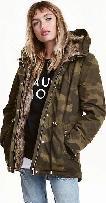 tech fleese: Парка H&M Divided, камуфляж - Женская парка с капюшоном и опушкой — 3