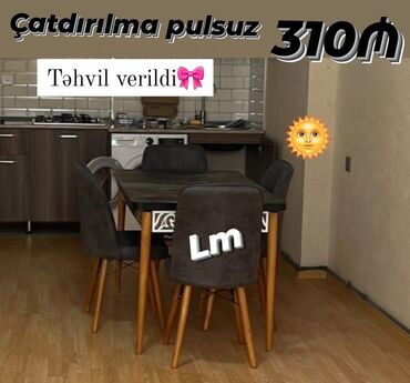 набор юного художника: Qonaq otağı üçün, Yeni, Dördbucaq masa, 4 stul