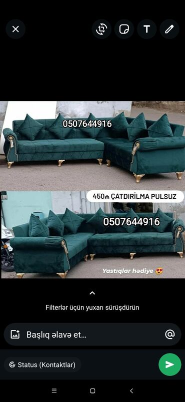 Sifarişlə divanlar: Künc divan, Qonaq otağı üçün, Parça, Bazalı, Açılan, Kitab — 9