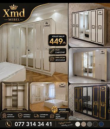 Paltar dolabları, qarderoblar: 6 qapılı paltar dolabı - Ölçü: 2.40 × 2 × 47 sm - Dizayn — 6