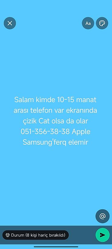5 15: Axtarılır: 10–15 manat aralığında mobil telefon. Ekranında cızıq ola — 1