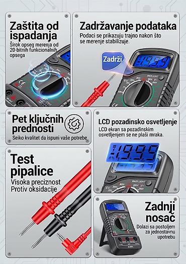 Multimetri: Prodajem nov i nekorišćen digitalni multimetar ANENG XL830L, izuzetno — 6