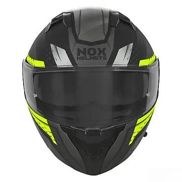 peaky blinders style: Nox modularna moto kaciga u crnoj, sivoj i neonsko žutoj boji, sa — 4