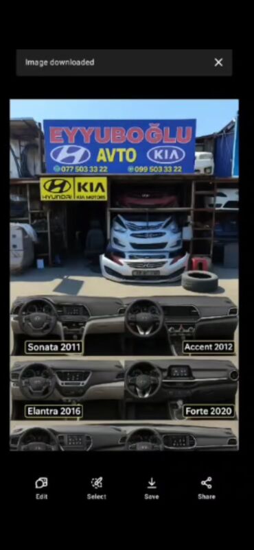 Panellər, şitlər: Müxtəlif illərə aid Hyundai və Kia avtomobilləri üçün panellər təklif