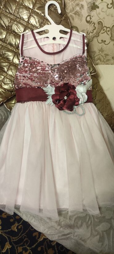 турецкое платье: Детское платье, цвет - Розовый, Б/у