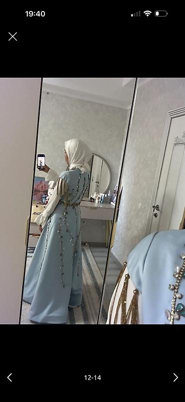 Вечерние платья: Платье в пол - Цвет: нежно-голубой. - Силуэт: расклешённая юбка — 12