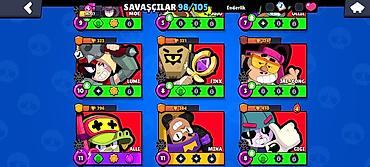 ps satış: Brawl Stars oyunu üçün yüksək səviyyəli hesab Xüsusiyyətlər: - — 8