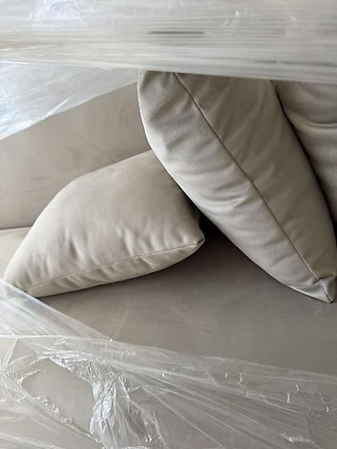 Divanlar: Bej rəngli L formalı künc divan - Klassik yumru qolçaxlarla L künc — 4