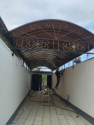 Naveslər, markizlər: Zobu dəmir konstruksiyalı dekorativ darvaza və maşınnömrəlik-canopy — 8