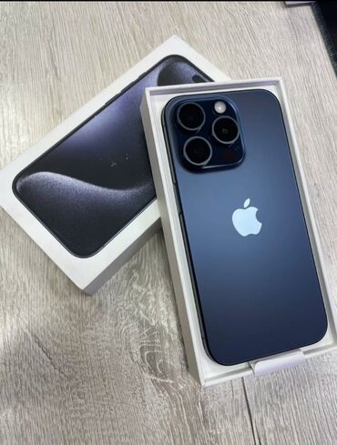 Apple iPhone: IPhone 15 Pro, Новый, 256 ГБ, Blue Titanium, Зарядное устройство, Кабель, Коробка, 100 %