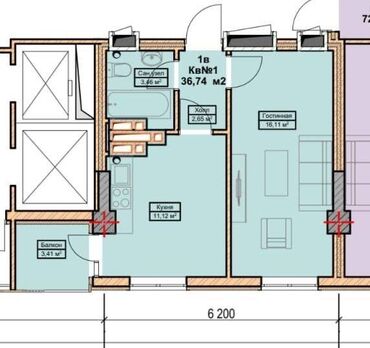 мамбетова 1 восток 5: 1 комната, 36 м², Элитка, 5 этаж, ПСО (под самоотделку)