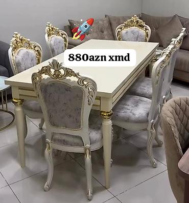 stul restoran: Qonaq otağı üçün, Yeni, Dördbucaq masa, 6 stul — 1