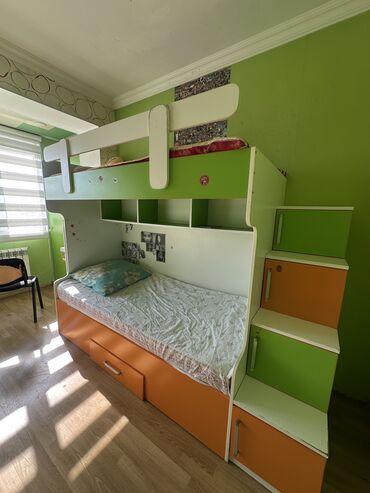 otağ qapları: Oğlan və qız üçün, İşlənmiş, 2 təknəfərlik çarpayı, Dolab