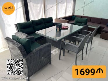 стеклянный стол: Yeni, Dördbucaq masa, 4 stul, Açılmayan, Stullar ilə, Həsir toxunuşlu, Azərbaycan