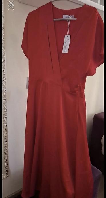 Crvena haljina s preklopom – My Love - Elegantna midi/duga haljina u