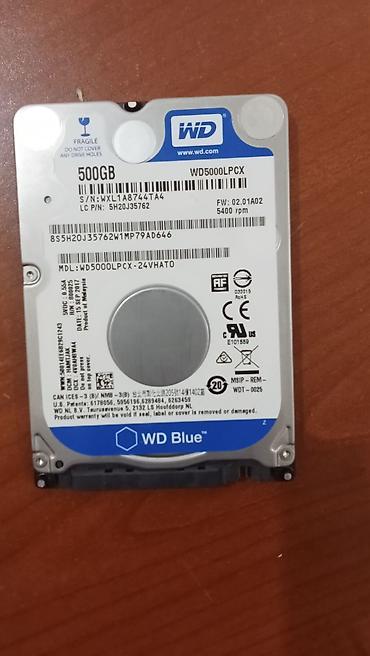 HDD/WD 500 GB az işlənib, noutbuk üçün, sağlamlıq 100% . Satılan kimi