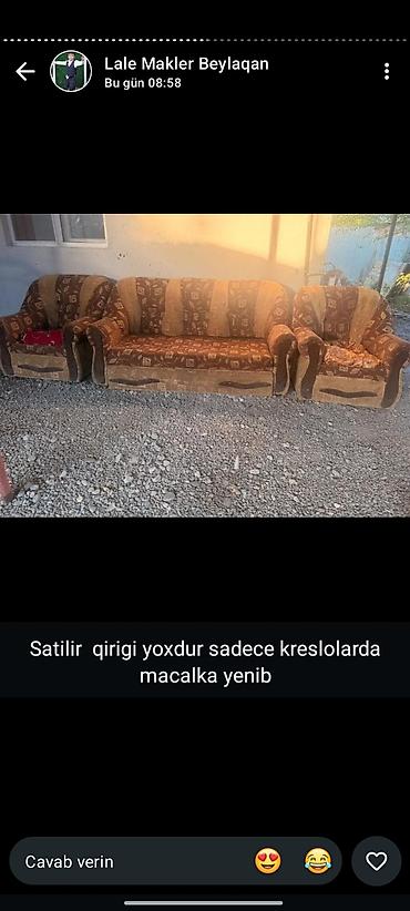 Kreslo-divan dəsti - Tərkibi: 1 ədəd üçnəfərlik divan + 2 ədəd kreslo