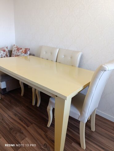 masa desti islenmis: Qonaq otağı üçün, İşlənmiş, Açılan, Dördbucaq masa, 6 stul, Türkiyə