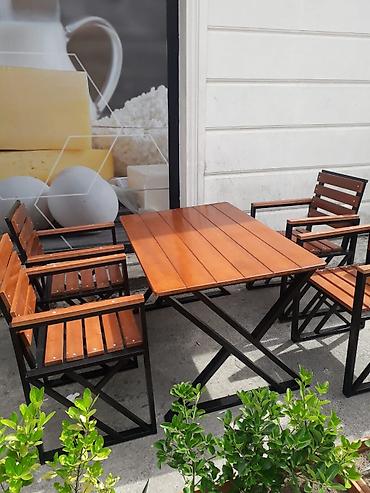 bar otracagi: Açıq hava üçün masa və stul dəsti - Komplekt: 1 ədəd düzbucaqlı masa — 2