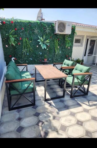 tek stollar: Balkon üçün, Yeni, Açılmayan, Dördbucaq masa, 2 stul