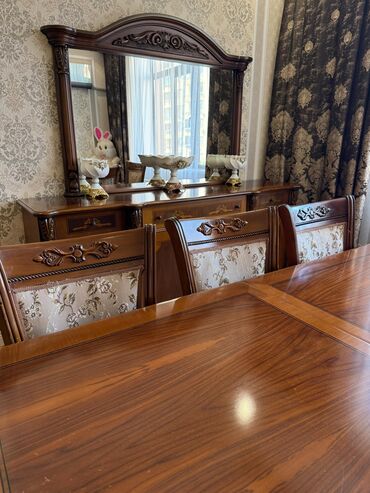 Masa və oturacaq dəstləri: Qonaq otağı üçün, Açılan, Dördbucaq masa, 6 stul — 3