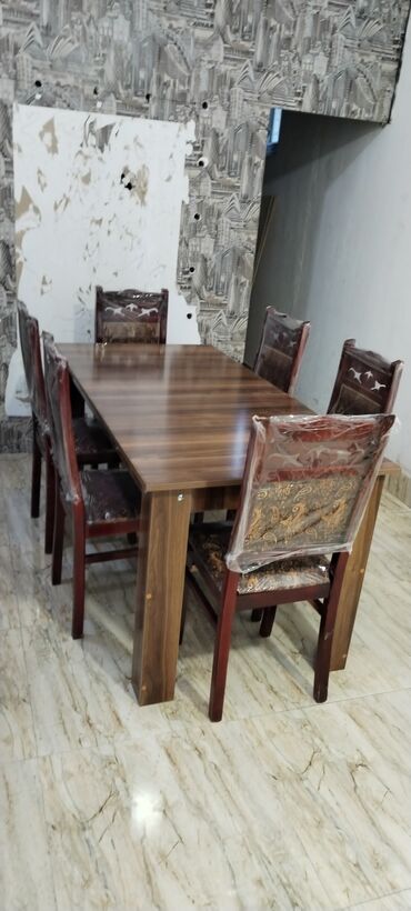bar stolu: 6 стульев, Новый, Дерево, Азербайджан, Нет доставки
