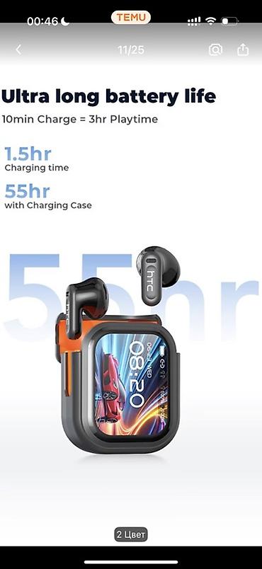аккумулятор bluetooth: TWS simsiz qulaqlıq + displeyli şarj qabı - Ultra uzun batareya ömrü — 1