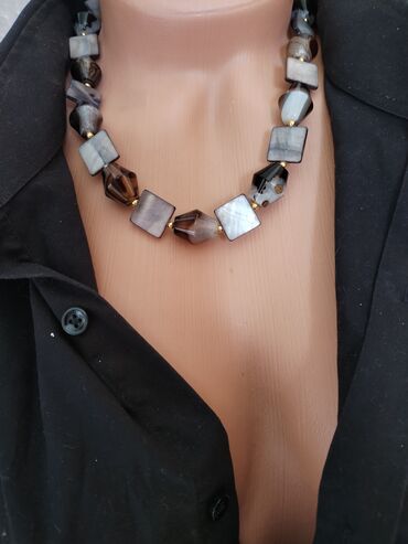 nakit za haljine: Ahat i sedef ogrlica