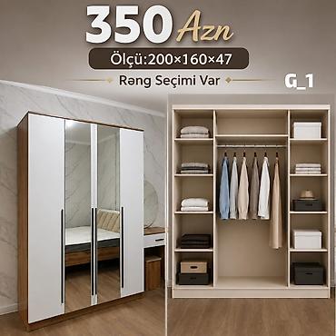 Ev üçün mebel: G_1 model paltar şkafı - Ölçü: 200 × 160 × 47 sm - Rəng seçimi var - — 1
