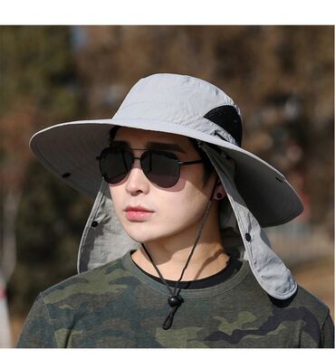 спартивный одежда: Мужская шляпа, защита для лица и шеи, солнцезащитная шляпа, для