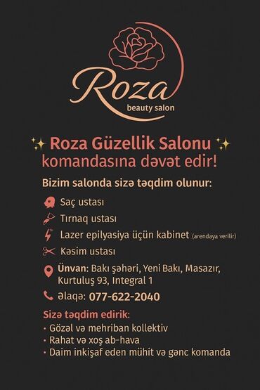 qabyuyan xanim teleb olunur 2022: Qadın saç ustası tələb olunur, Yerin icarəsi