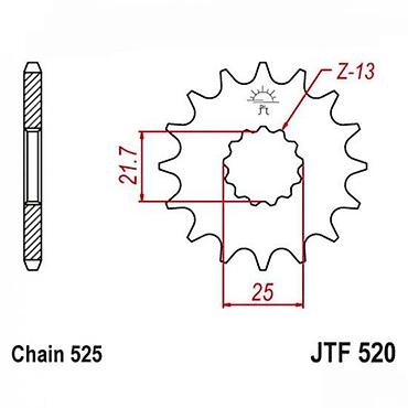 swiss tools imbus: Prednji lančanik za motocikl – JTF 520 (13 zuba) - Tip: prednji — 1