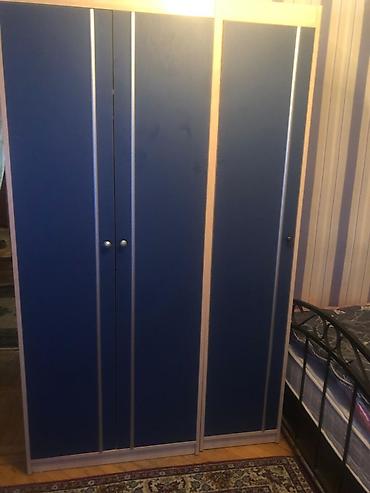 Mavi rəngli üç bölməli paltar şkafı - Material: laminat/LDSP korpus — 1