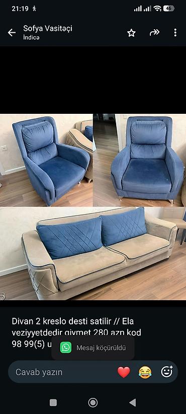 Divan 2 kreslo desti satilir // Ela veziyyetdedir qiymet 280 azn kod lalafo.az -da Divan 2 kreslo desti satilir // Ela veziyyetdedir qiymet 280 azn kod