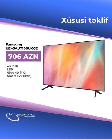 shivaki televizorlar qiymetleri: Yeni Televizor Samsung Led 43" 4K (3840x2160), Pulsuz çatdırılma