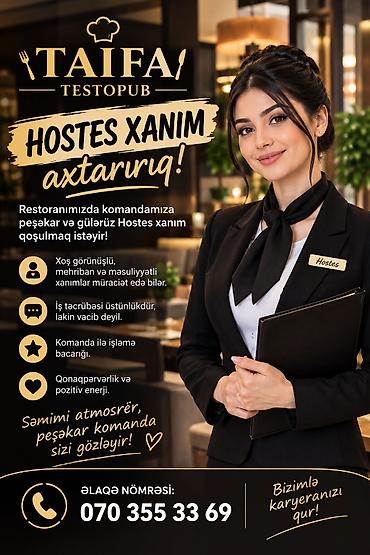 karyer qumu: Hostes, qeydiyyatçı tələb olunur, 18-29 yaş, Təcrübəsiz — 1