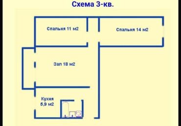 кв лебединовка: 3 бөлмө, 58 кв. м, 104-серия, 2 кабат, Эски ремонт